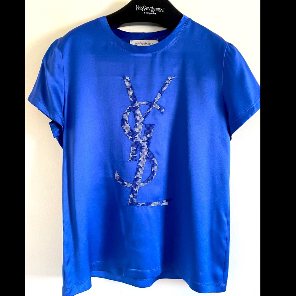 AUTHENTIC YVES SAINT LAURENT, SILK LOGO TEE